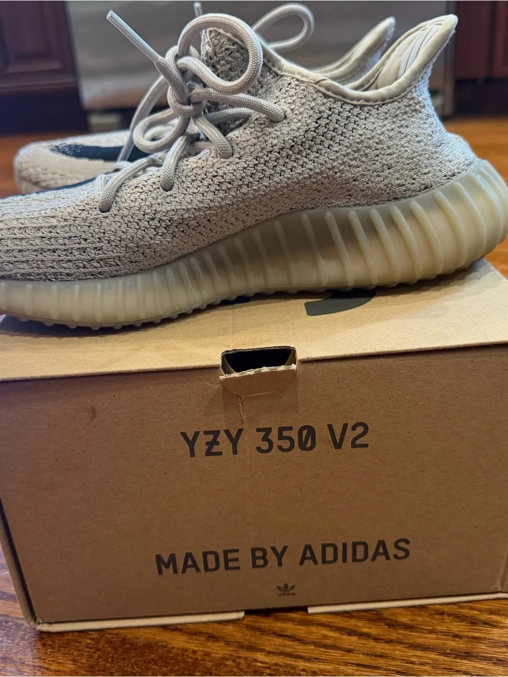 YEEZY mens SPLY-350 Grey/Black Knit Sneakers